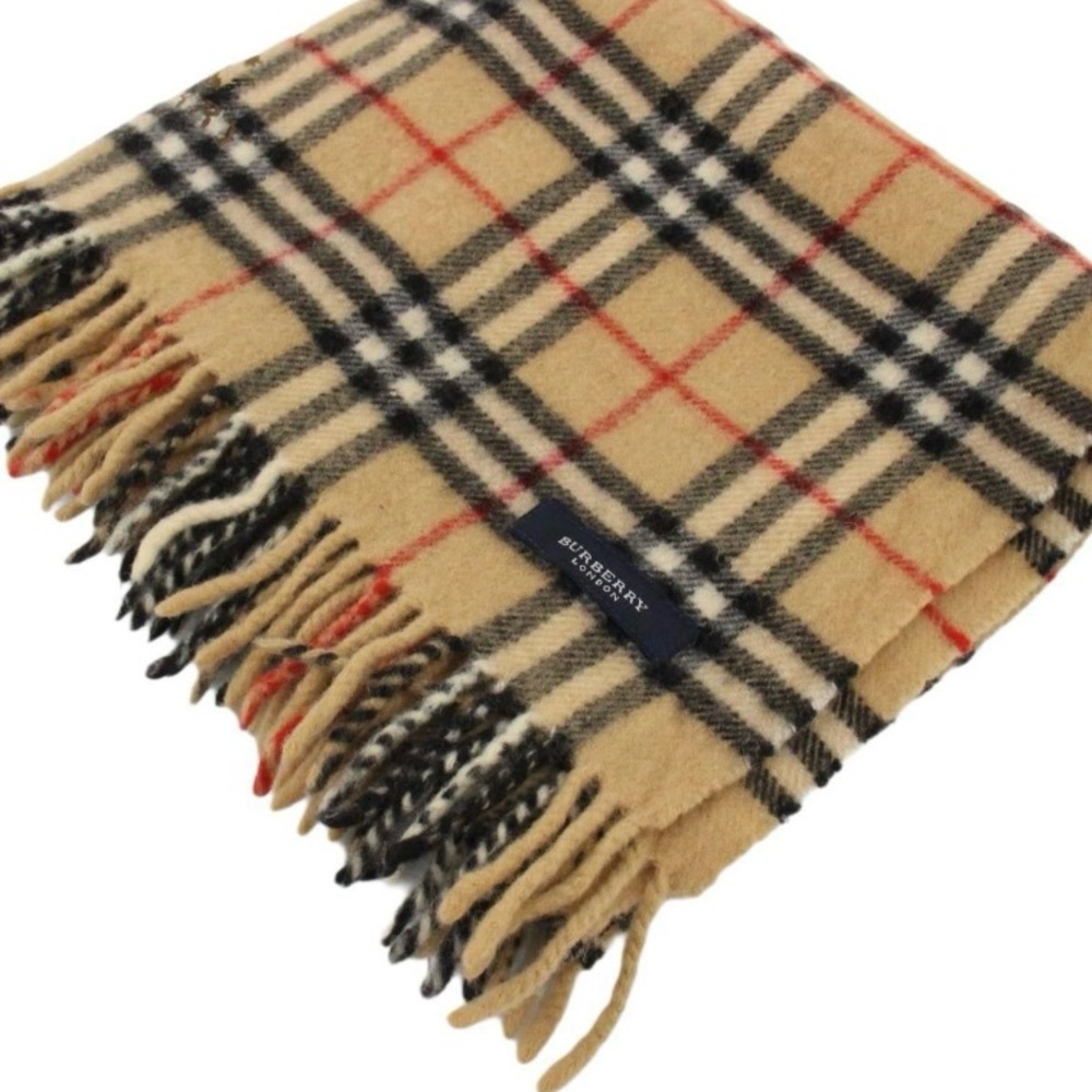 Burberry Beige and Red Checkered Scarf